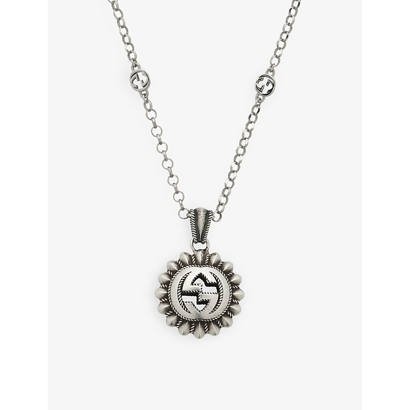 Shop Gucci Women's Silver Interlocking G Logo-embellished Silver Pendant Necklace