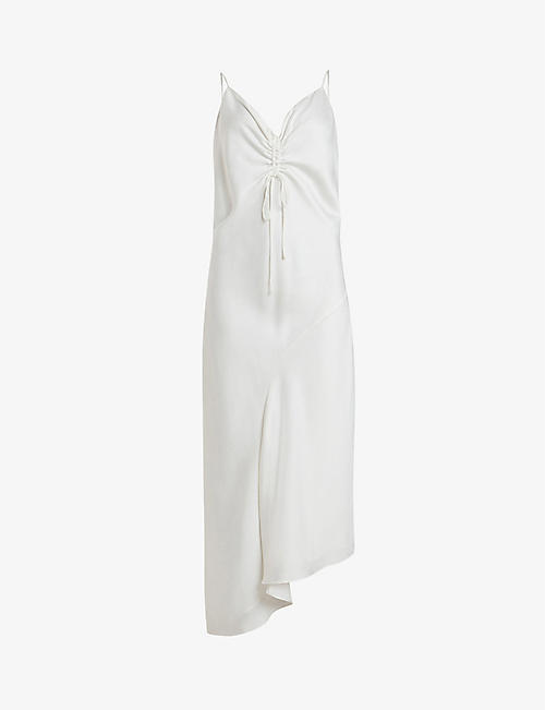 ALLSAINTS: Alexia asymmetric recycled-polyester midi dress