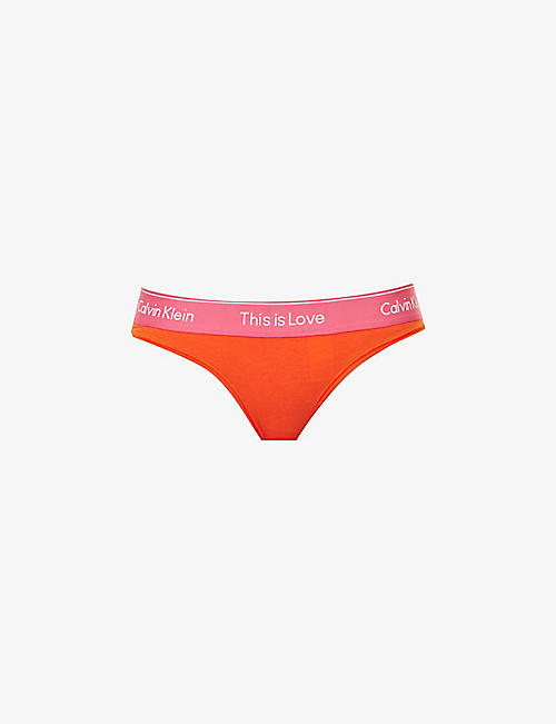 CALVIN KLEIN: This is Love mid-rise stretch-cotton blend thong