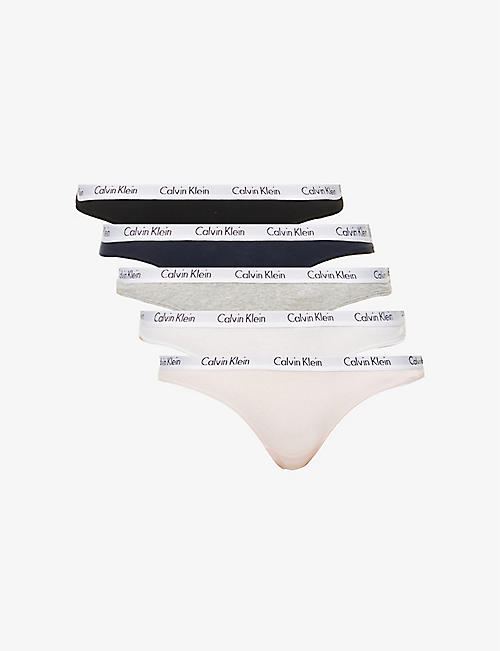 CALVIN KLEIN: Carousel mid-rise stretch-cotton thongs pack of five