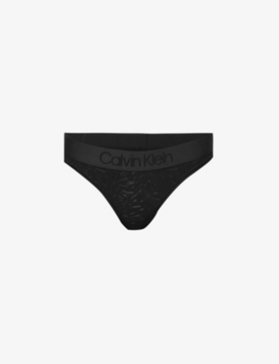 Calvin Klein Womens Black Intrinsic Textured Stretch-woven Thong