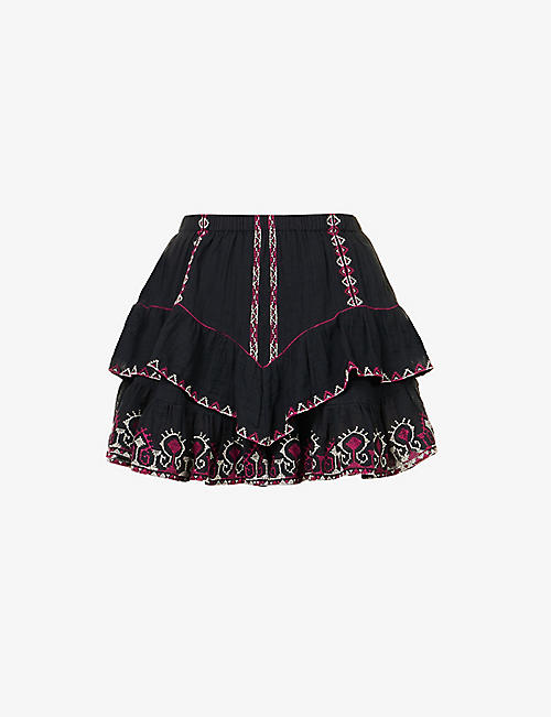 ISABEL MARANT ETOILE: Jocadia embroidered-trim cotton mini skirt