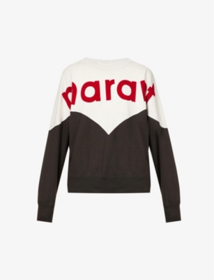 Isabel Marant Étoile Two-tone Logo-print Sweatshirt In Faded Black Red