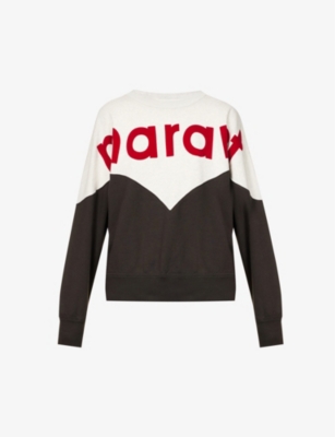 ISABEL MARANT ÉTOILE ISABEL MARANT ETOILE WOMEN'S FADED BLACK RED HOUSTON LOGO-PRINT COTTON-BLEND SWEATSHIRT,63975063