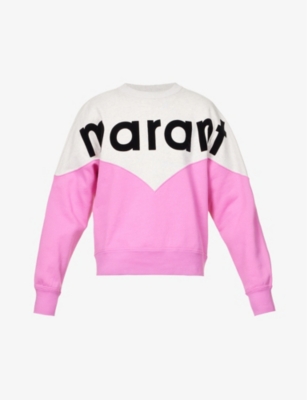 Isabel Marant Étoile Houston Logo Print Cotton Sweatshirt - Women's - Cotton/polyamide/recycled Polyester In Fuchsia Black