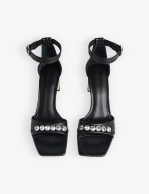 Shop Whistles Alise Jewelled-strap Leather Heeled Sandals In Black