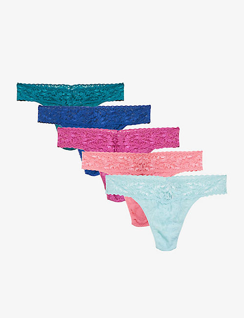 HANKY PANKY: Signature Lace original-rise stretch-lace thong pack of five