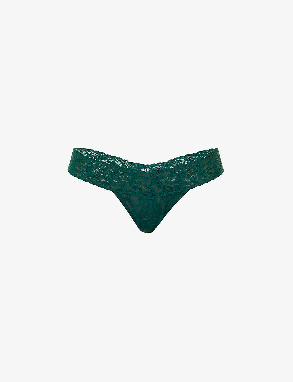 HANKY PANKY HANKY PANKY WOMEN'S GREEN QUEEN SIGNATURE MID-RISE LACE THONG,63976268