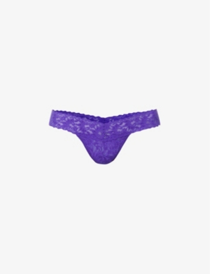 HANKY PANKY HANKY PANKY WOMEN'S MAJESTIC PURPLE SIGNATURE MID-RISE LACE THONG,63976244