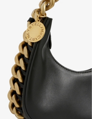 Shop Stella Mccartney Womens Black Frayme Faux-leather Shoulder Bag