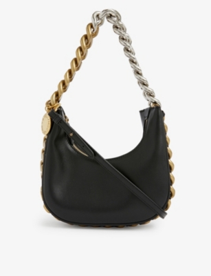 Stella Mccartney Womens Black Frayme Faux-leather Shoulder Bag