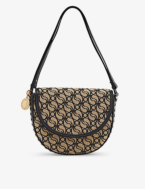 STELLA MCCARTNEY: Frayme geometric-pattern recycled-polyester and cotton-blend shoulder bag