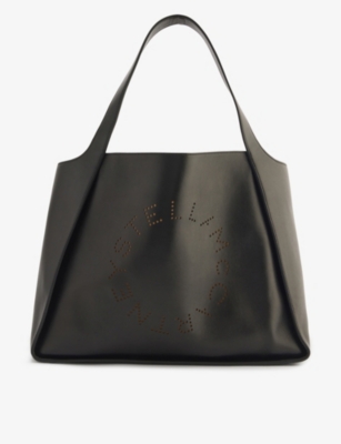 Stella Mccartney Womens Black Circle Faux-leather Tote Bag