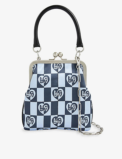 MARGE SHERWOOD: Bolita logo-print woven top-handle bag
