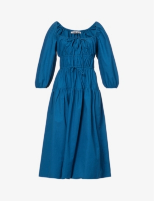 CIAO LUCIA: Rochelle puff-sleeved cotton midi dress