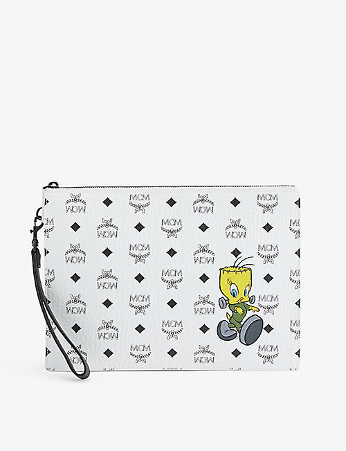 MCM: MCM x Looney Tunes Aren pouch coated-canvas pouch