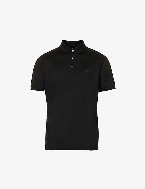 EMPORIO ARMANI: Logo-print short-sleeved woven polo shirt