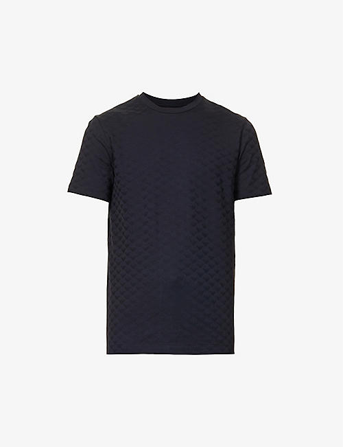 EMPORIO ARMANI: Logo-jacquard regular-fit cotton-jersey T-shirt
