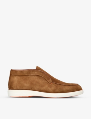 SANTONI SANTONI MEN'S BROWN DETROIT SLIP-ON SUEDE DESERT BOOTS,63987561