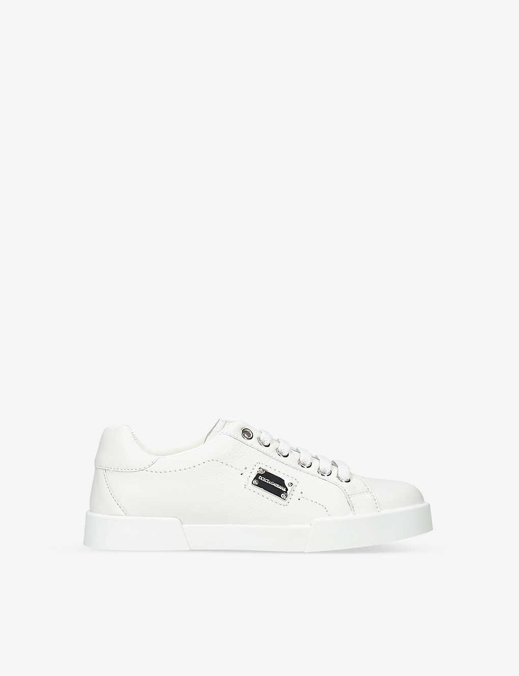 Dolce & Gabbana Kids' Logo-plaque Leather Low-top Trainers 2-7 Years In White