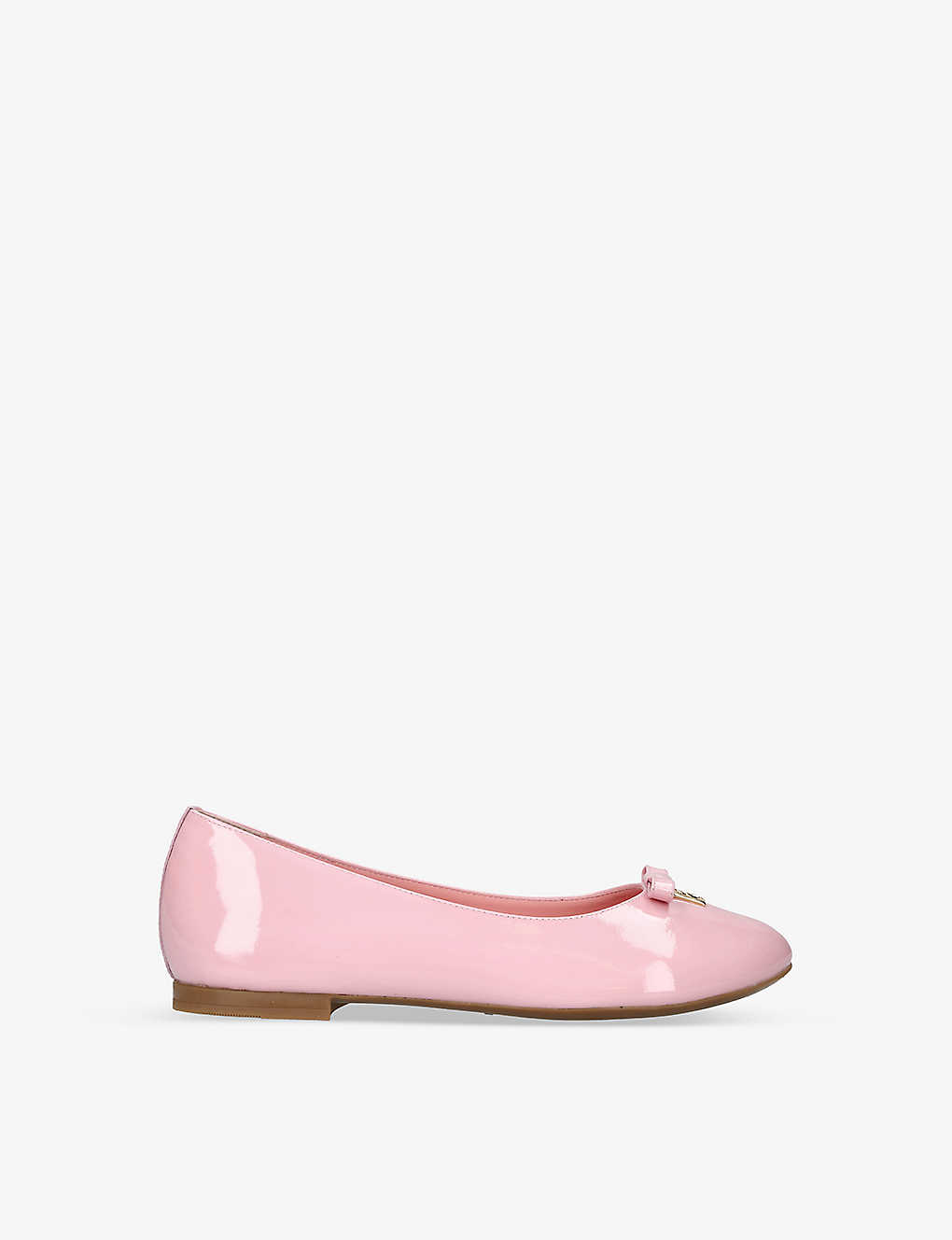 Dolce & Gabbana Kids' Vernice Dg-logo Patent-leather Ballet Flats 5-10 Years In Pink