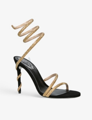 RENE CAOVILLA Margot jewelled leather heeled sandals