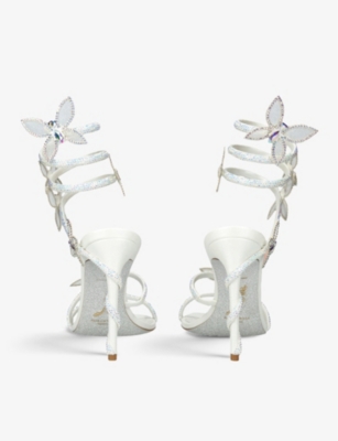 RENE CAOVILLA: Margot crystal-embellished leather heeled sandals