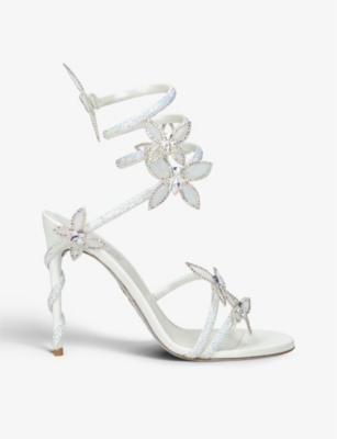 RENE CAOVILLA: Margot crystal-embellished leather heeled sandals