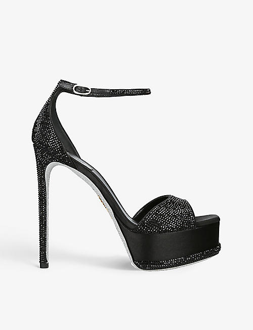 RENE CAOVILLA: Anastasia 130 crystal-embellished satin heeled sandals