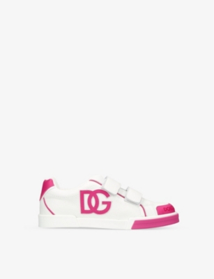 DOLCE & GABBANA: Logo-patch leather low-top trainers 3-10 years