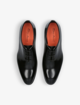 SANTONI: Carter wholecut leather Oxford shoes