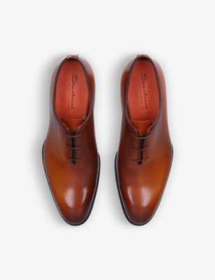 Shop Santoni Men's Brown Carter Wholecut Leather Oxford Shoes