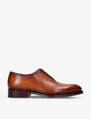 Santoni Mens Brown Carter Wholecut Leather Oxford Shoes