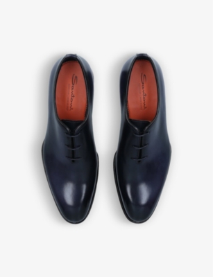 Shop Santoni Men's Navy Carter Wholecut Leather Oxford Shoes