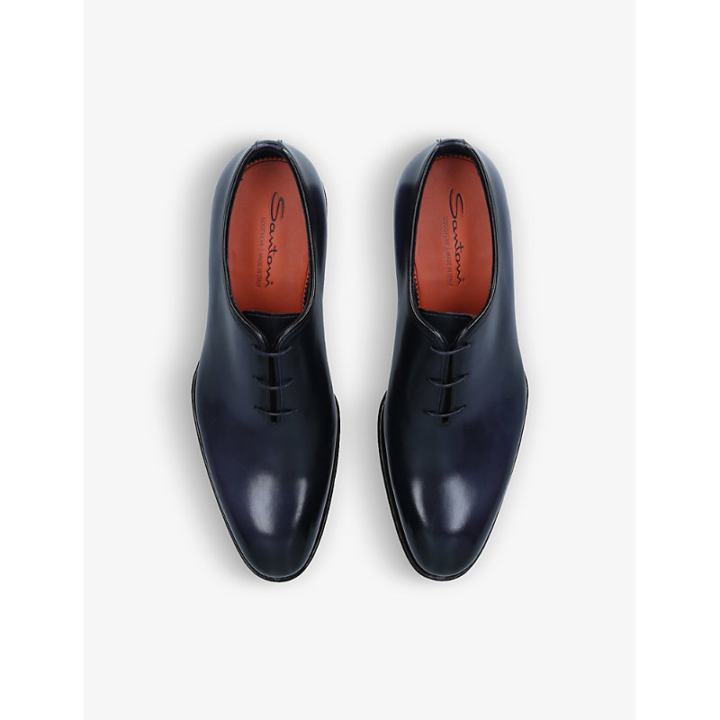 Shop Santoni Carter Wholecut Leather Oxford Shoes In Navy