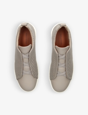 ERMENEGILDO ZEGNA Pelletessuta woven leather low-top trainers