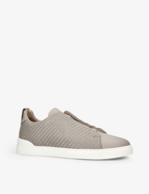 ERMENEGILDO ZEGNA Pelletessuta woven leather low-top trainers