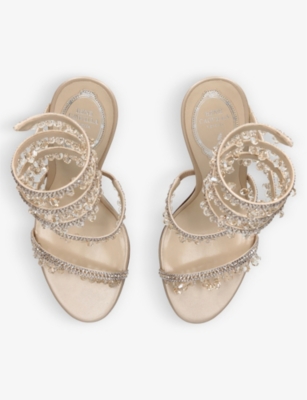 René Caovilla Rene Caovilla Womens Beige Chandelier 105 Crystal-embellished Leather Heeled Courts In Beige
