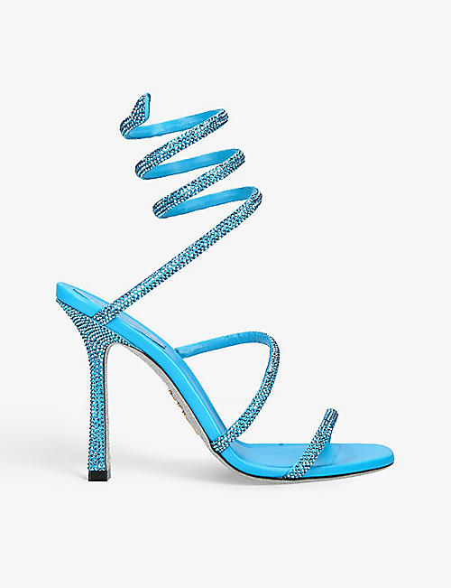 RENE CAOVILLA：Cleo 水晶装饰缎布高跟凉鞋