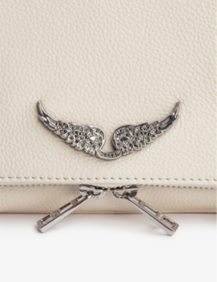 Shop Zadig & Voltaire Zadig&voltaire Flash Rock Swing Your Wings Logo-plaque Leather Clutch Bag