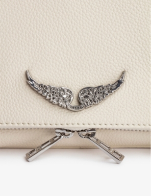 Zadig & Voltaire Womens Flash Rock Swing Your Wings Logo-plaque Leather Clutch Bag In Flash