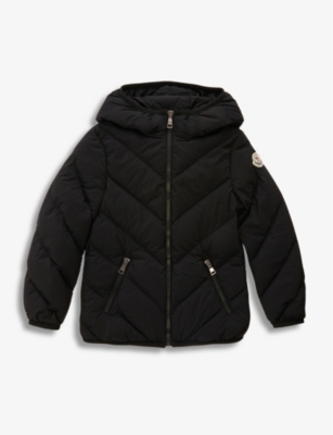 MONCLER MONCLER GIRLS BLACK KIDS KAORI BRAND-PATCH SHELL-DOWN JACKET 8-14 YEARS,64060454