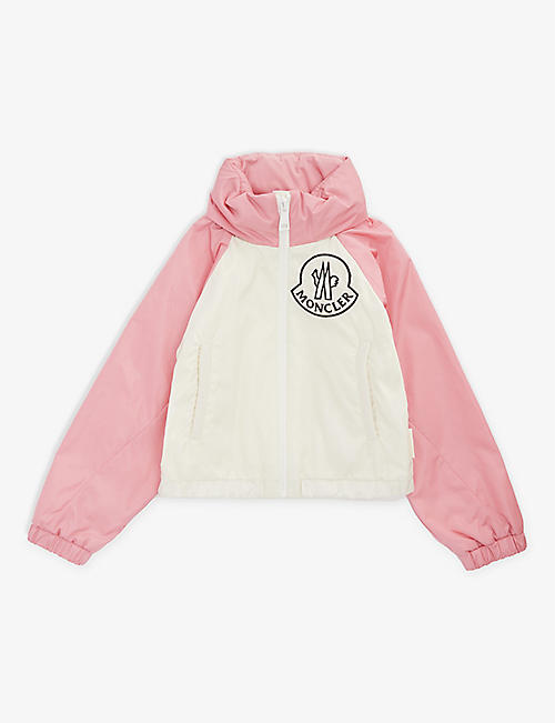MONCLER: Logo-embroidered shell jacket 4-14 years