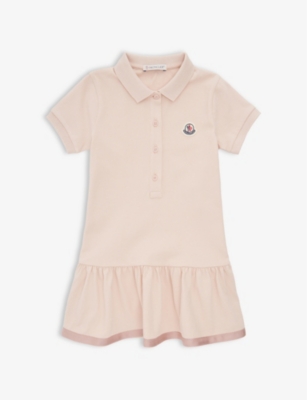 Moncler Girls Teen Pink Logo Polo Dress In Pastel Pink