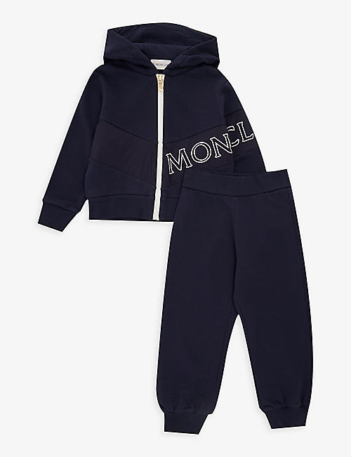 MONCLER: Logo-print hooded cotton-jersey tracksuit 4-14 years