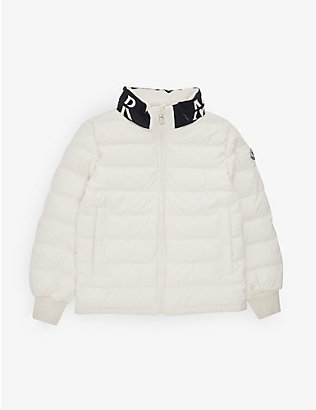 MONCLER: Akio high-neck concealed-hood shell-down jacket