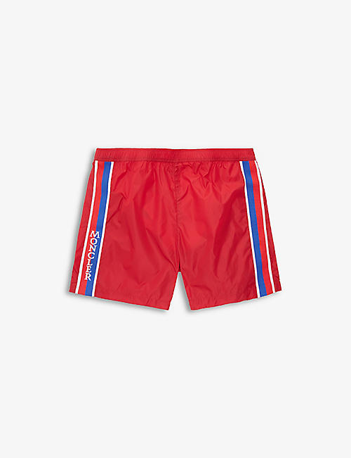 MONCLER: Brand-patch striped swim shorts 4-14 years