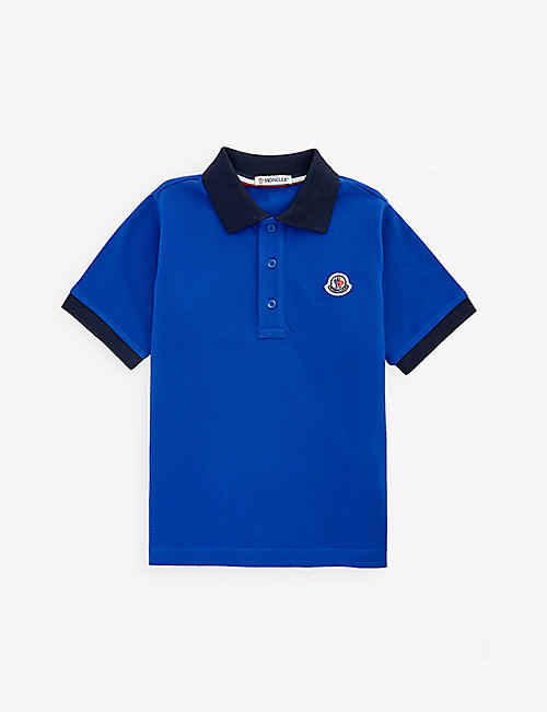 MONCLER: Brand-patch cotton-pique polo shirt 4-14 years