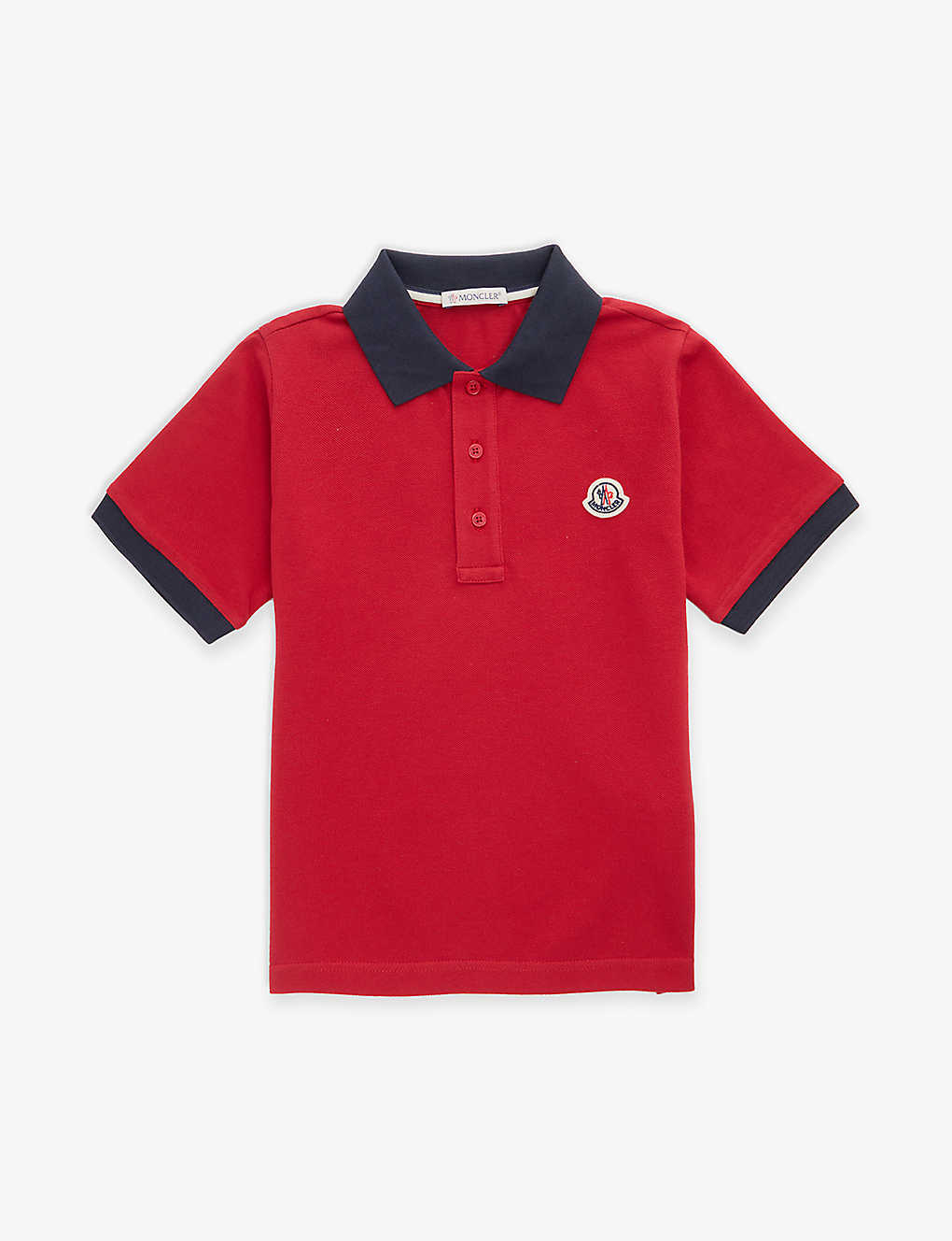 MONCLER MONCLER BOYS RED KIDS BRAND-PATCH COTTON-PIQUE POLO SHIRT 4-14 YEARS,64096606