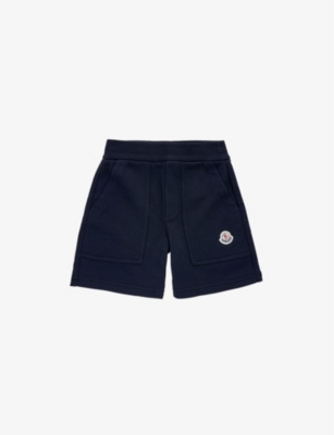 MONCLER MONCLER BOYS NAVY KIDS BRAND-PATCH COTTON-JERSEY SHORTS 4-14 YEARS,64097443